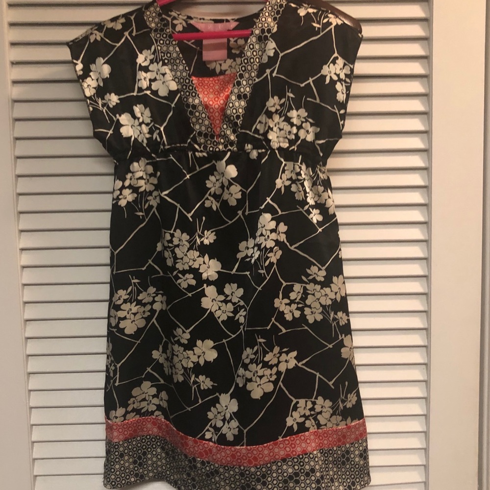 Hype black ivory floral print tunic dress girls 6